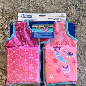 SwimWays Toddler Swim Vest Mermaid Pink 2–4 Years NWT